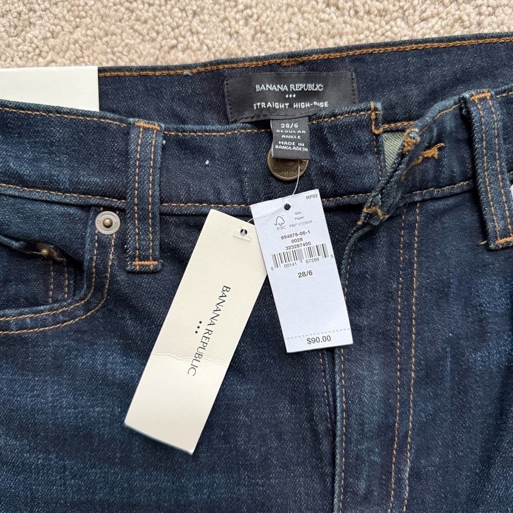 Banana Republic Straight High-Rise Jeans - Dark Blue